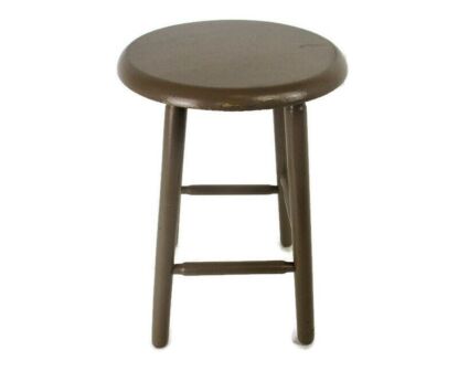 Vintage Hand Carved wood Milking Stool crutch Pedestal Table Farmhouse Barn Country Style Painted brown