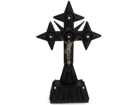 Altar Standing Crucifix Corpus Christi Hand Carved Wood Spelter Folk Art Beautiful