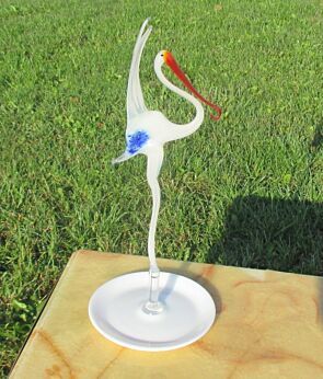 Vintage Italian Murano Art Milk Glass Bird Stork Heron Fragile