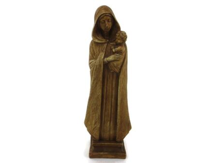 Statue Our Lady Madonna  Virgin Mary Infant Jesus  beautiful Plaster 21.25" Art deco Signed S. Melani