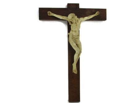 Hand Carved Wood Hanging Ornate Crucifix Plaster  Corpus Jesus Christ