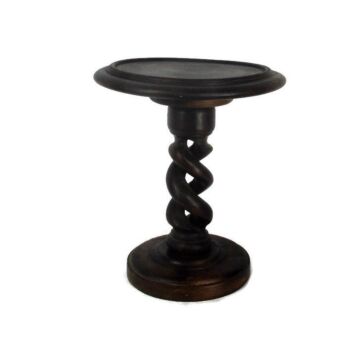 Small Wooden Side Display Table Pedestal Plant Stand Barley Twist Lovely 11.6"