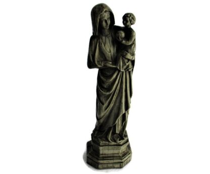 Statue Virgin Mary Madonna Notre Dame   Our Lady  Infant Jesus Child  Plaster  Stone look