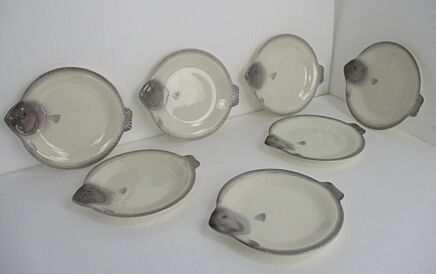 set of 7 Fish  Plates Vintage Waechtersbach West Germany Porcelain HTF