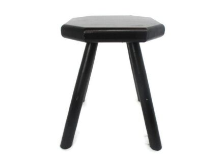 Vintage Hand Carved wood Milking Stool crutch Pedestal Table Farmhouse Barn Country Style Painted brown