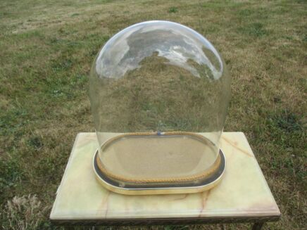 Vintage Oval Hand Blown Glass Globe Dome Display Clock Doll Steampunk 14.06"