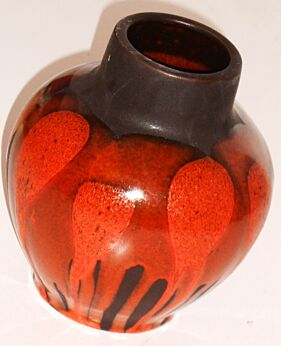Vintage orange German Steuler Art Pottery Vase glazed ceramic Fat Lava 60s 70s