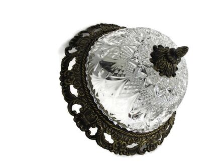 Ceiling Lamp Fixture Plafonniere Flush Mount Massive Ornate Brass Bubbled Etched Glass Gorgeous 2 lights