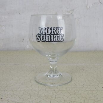 Vintage Mort Subite Lambic Anno 1686, Belgian Craft Beer Glass Chalice Black