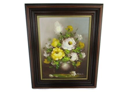Oil Painting on Canvas Framed Still Life  flowers Vase Floral Signed Irene Cox