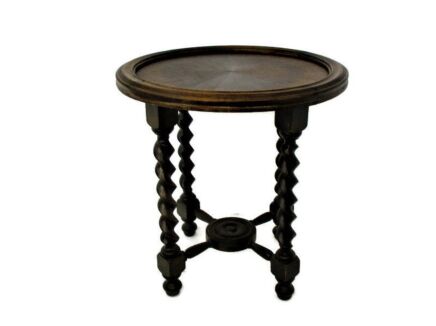 Barley Twist Wooden Side Display Coffee Table Ornate Pedestal Plant Stand 23.6"