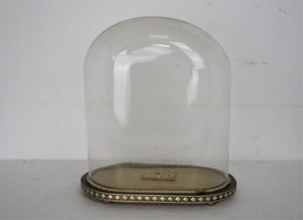 Vintage Oval Hand Blown Glass Globe Dome Doll Clock Steampunk 13.97" H 12"W