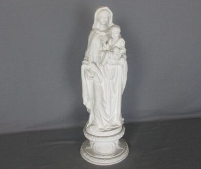 French Antique 1900 Bisque Statue Virgin Mary Our Lady Infant Exquisite 17.32"