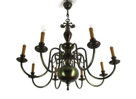 Flemish Dutch Style Chandelier 8 Arm Light Brass Farmhouse Country Style Eagle