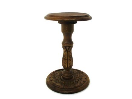 Gorgeous Small Ornate Hand Carved Wood Side Display Table Pedestal Plant Bonsai Stand Mid century Modern