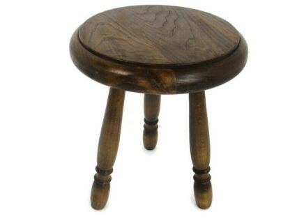 Vintage Hand Carved wood Tripod Milking Stool Pedestal Small Table Pedestal