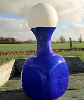 Aqua Blue White Lidded Jar Bottle Stopper Era Panton Vistosi Empoli retro Italy