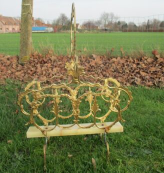 Brass Magazine Newspaper Basket Marble Hollywood Regency style