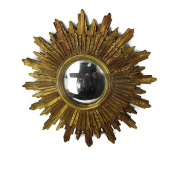 Large Sunburst Starburst Convex Glass Hanging Mirror Modernist Pop Art Resin