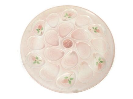 Large French Oyster Serving Plate Faience Ceramic Majolica PInk Marked France Poterie  Beautiful