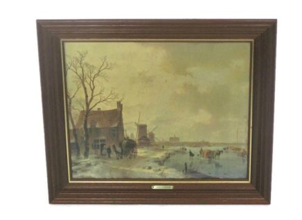 Framed Print on cardboard Wooden Frame Flemish School Landscape Beatiful