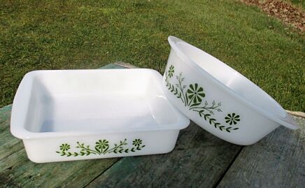 Vintage Arcopal France Bowl Dish fruits de France motif retro Milk Glass French