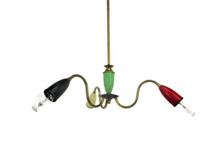 Modernist 60s Vintage Italian Chandelier era Stilnovo Sputnik Eames 3 arm Colored