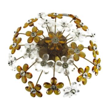 Banci Firenze Flush Mount Ceiling Hollywood Regency Art Glass flowers 4 Lights