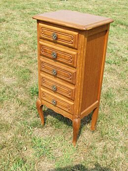 Vintage Louis XV Style Side Table Night Stand Cabinet 5 Drawers