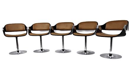 Iconic Design Swivel Dining Chairs Rudi Verelst Belgium Space Age Atomic Plywood HTF WOW