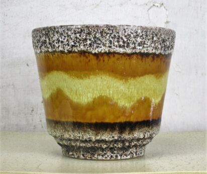 Vintage Mid century modern Planter flower pot Ceramic Fat Lava Coffee Color