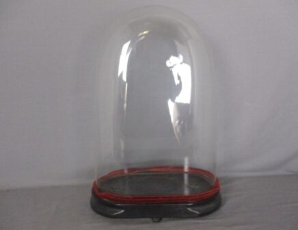 Antique Victorian Oval Hand Blown Glass Globe Dome Doll Clock 16.92" H 11.61' W