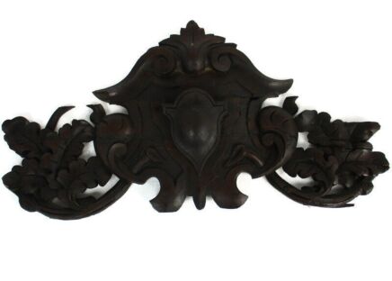 Antique Carved Wood Reclaimed Corbel Architectural Ornate Medallion Pediment