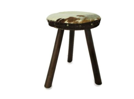 Old Milk Milking Stool Farmhouse Country Barn Style French Tripod Side Display Table Pedestal Plant Stand Cowhide