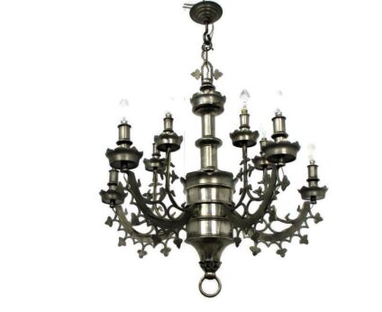 Double Metal Castle Neo Gothic Chandelier 12 lights 12 arms Mid Century two tier