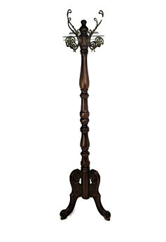 Standing Hall Tree Coat Hallway Rack Brass Wood Eyecatcher Hollywood regency WOW