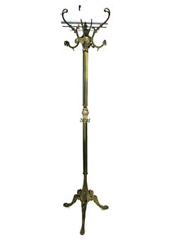 Standing Hall Tree Coat Hallway Rack Onyx Piece Brass Mermaids Base Eyecatcher