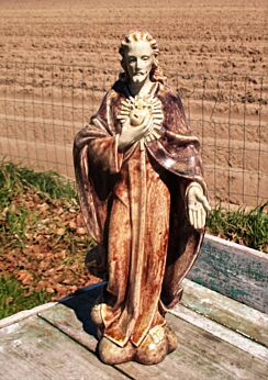Salt Glazed Pottery Figurine Statuette Jesus Christ Terraco Draak Mid Century