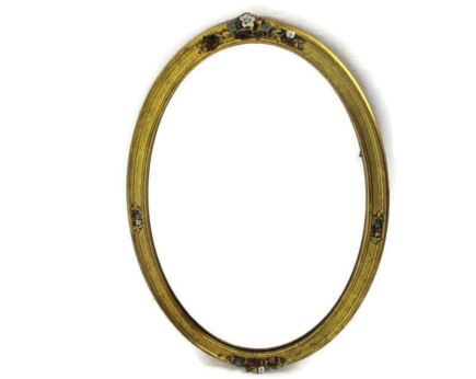 Mirror Wooden Frame Lovely Sweet with Flowers Hollywood regency style Oval Hallway Vanity
