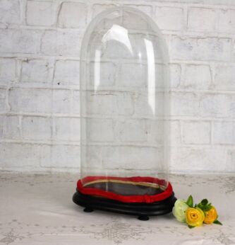 Victorian Antique Oval Hand Blown Glass Dome Globe Mantel Clock 16.73"