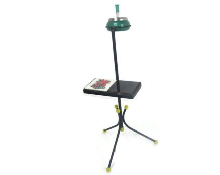 Funky Mid Century Modern Standing Ashtray Pedestal Side Table Tiles Retro Funky Atomic