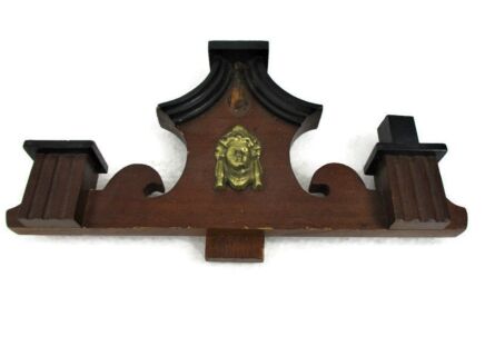 Small Hand Carved Wood Reclaimed Pediment Over Door Architectural Antique Medussah Head Lovely