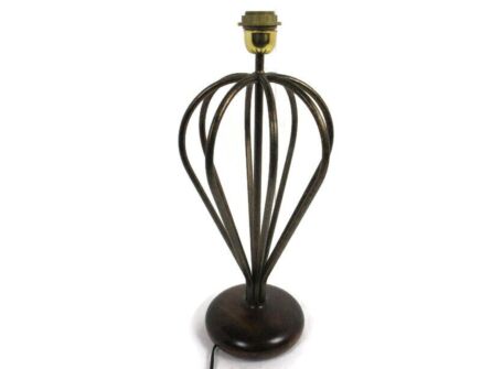 Vintage Desk Table Nightstand Lamp Mid Century Funky Brass Wooden Lamp