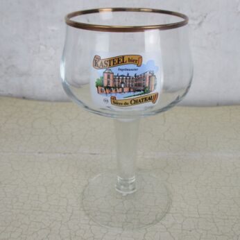 Kasteel .33L Stemmed Belgian Chalice Glass Belgium gold rim Chateau