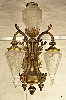 French Antique Impressive Wall Sconce Mythology Goats Crystal baccarat Sconces