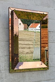 Lovely Art Deco l Mirror Etched Cut Glass Vanity Dresser Pink Lovely