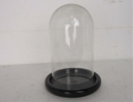 Vintage Round Hand Blown Glass Dome Globe Steampunk Display Doll Clock 10.23" stoneware base