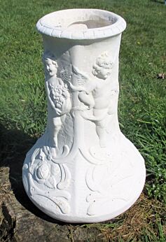 Plaster White Large Vase Hand Made Putti Four Seasons Very Rare Stunning