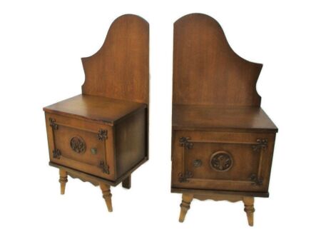 Pair Couple Vintage Nightstands End tables Dresser 30s 40s Vanity Cabinets Funky Beautiful