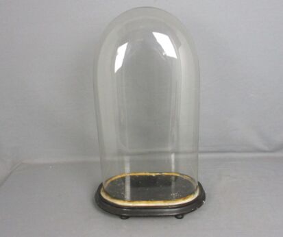 Antique Victorian Oval Hand Blown Glass Globe Dome Doll Clock 18.89" 10.11"
